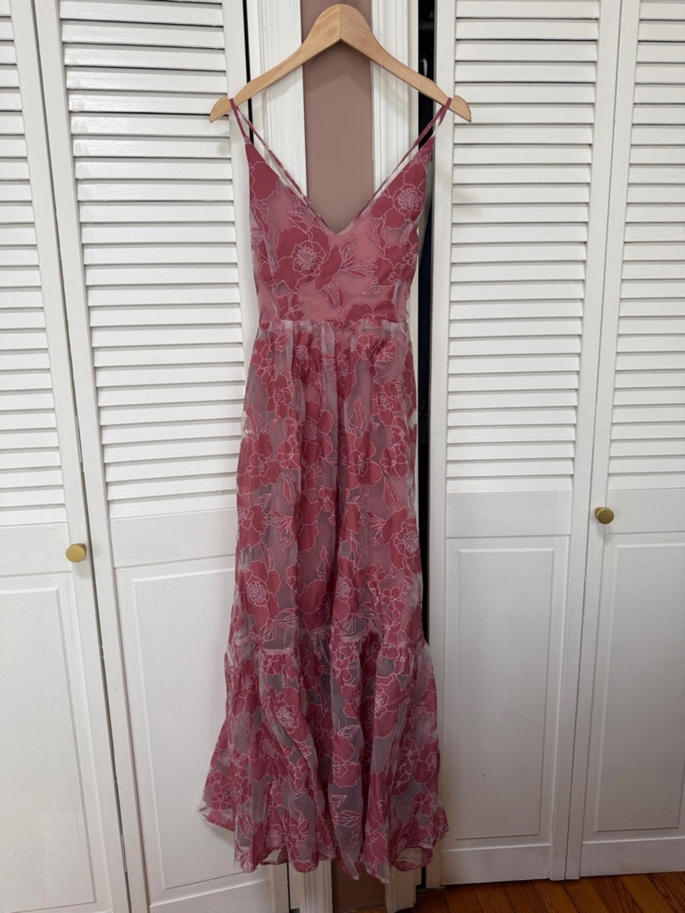 Lulu's Dusty Rose Floral V-Neck Maxi Dress - Picture 3 of 6